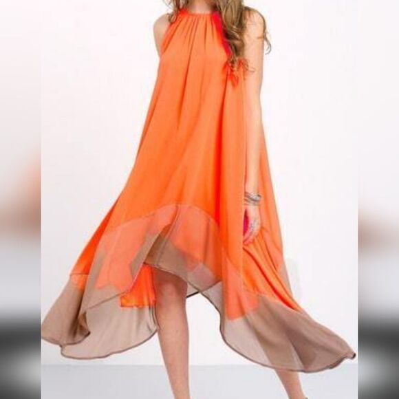 Women's Chiffon Halter Summer Irregular Boho Evening Party Maxi Dress Medium - Picture 1 of 9